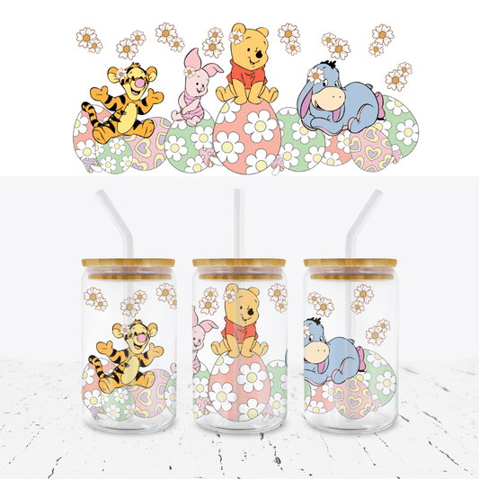 WINNIE THE POOH EASTER 16oz LIBBEY GLASS CAN WRAP - Wow Craft Blanks & Wraps