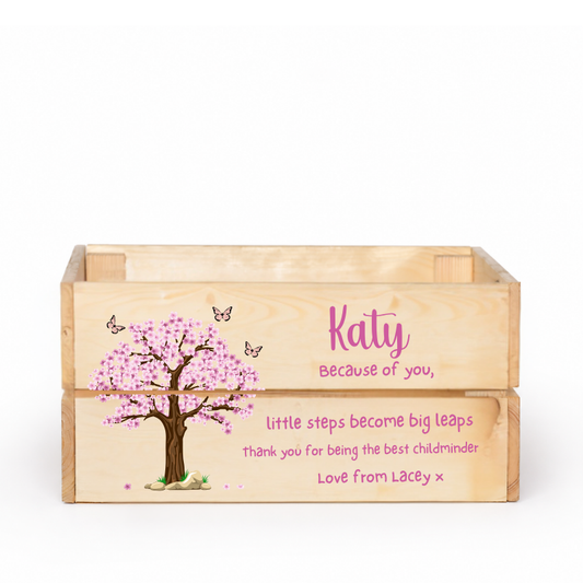 wooden crate printed with childminder verse
