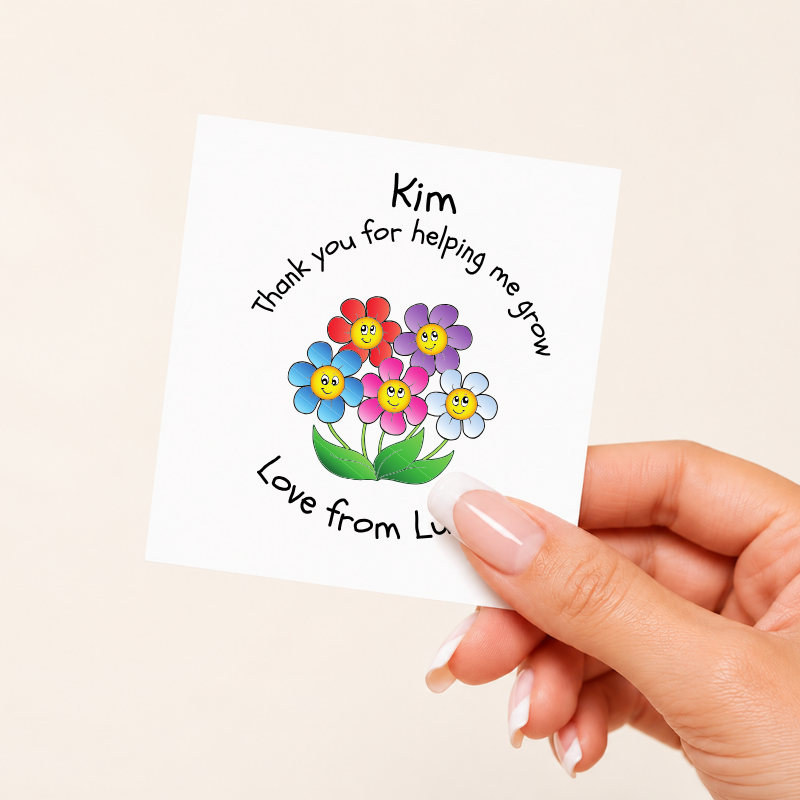 Personalised Teacher Decal - Thank You for Helping Me Grow Flowers