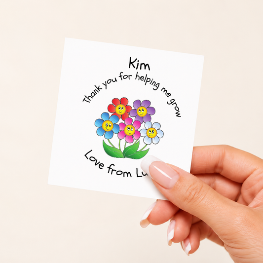 Personalised Teacher Decal - Thank You for Helping Me Grow Flowers