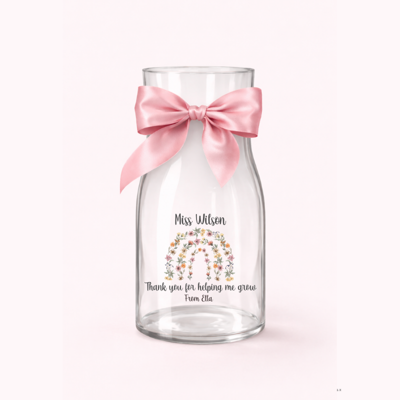 Personalised Floral Rainbow Teacher Decal