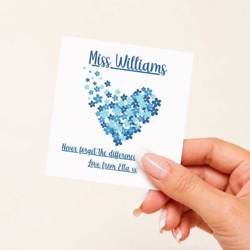 Personalised Teacher Decal - Forget-me-not-heart