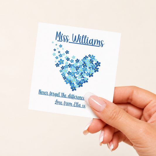 Personalised Teacher Decal - Forget-me-not-heart