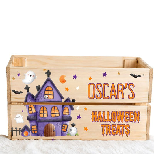 HAUNTED HOUSE  HALLOWEEN  UV-DTF DECAL - SIZED FOR IKEA CRATE
