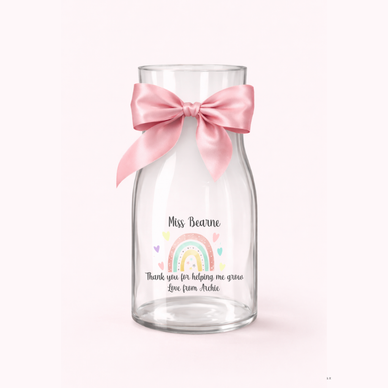 Personalised Rainbow Teacher Decal - Thank you for helping me grow