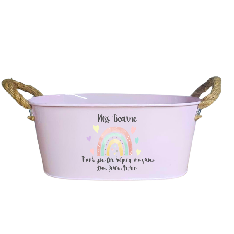 Personalised Rainbow Teacher Decal - Thank you for helping me grow