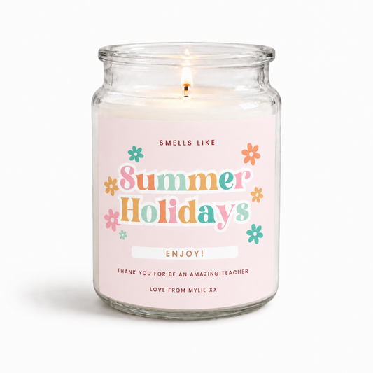 Smells Like Summer Holidays Teacher Candle Label (2 Size Options)