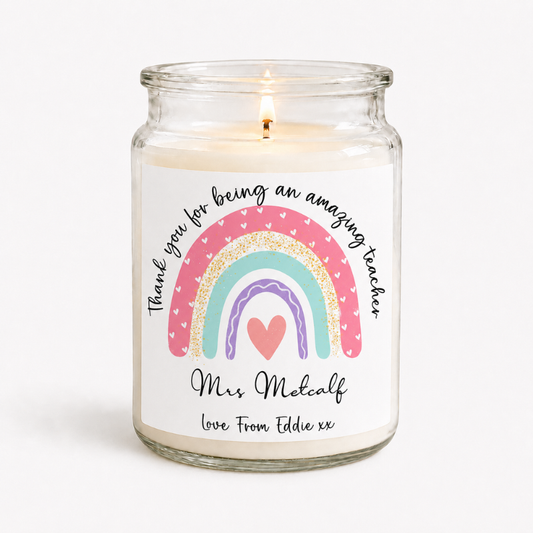 Thank You For Being An Amazing Teacher Candle Label (2 Size Options)
